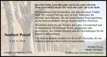 Anzeige von Norbert Potzel von MGO