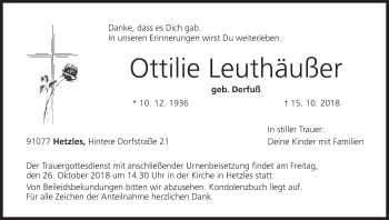 Anzeige von Ottilie Leuthäußer von MGO