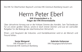 Anzeige von Peter Eberl von MGO