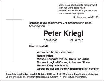 Anzeige von Peter Kriegl von MGO