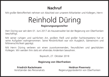Anzeige von Reinhold Düring von MGO