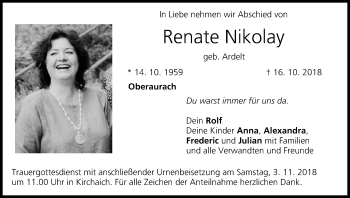 Anzeige von Renate Nikolay von MGO