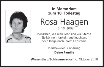 Anzeige von Rosa Haagen von MGO