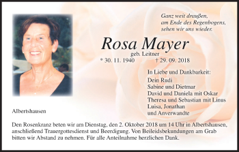 Anzeige von Rosa Mayer von MGO