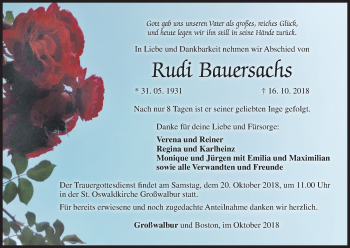 Anzeige von Rudi Bauersachs von MGO