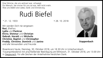 Anzeige von Rudi Biefel von MGO