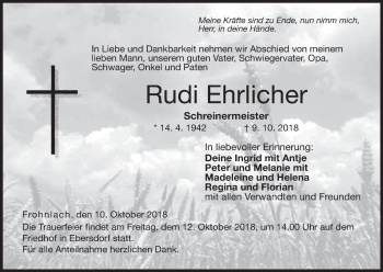Anzeige von Rudi Ehrlicher von MGO