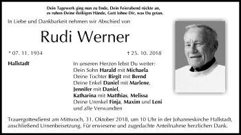 Anzeige von Rudi Werner von MGO