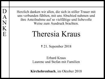 Anzeige von Theresia Kraus von MGO