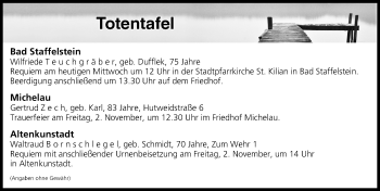 Anzeige von Totentafel vom 31.10.2018 von MGO