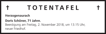 Anzeige von Totentafel vom 31.10.2018 von MGO