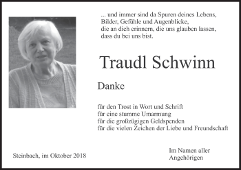 Anzeige von Traudl Schwinn von MGO