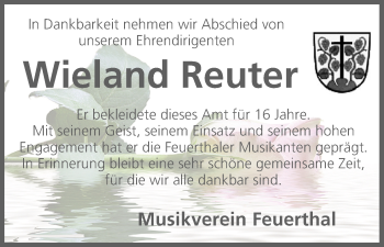 Anzeige von Wieland Reuter von MGO
