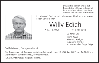 Anzeige von Willy Edich von MGO