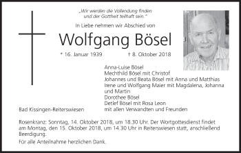 Anzeige von Wolfgang BÃ¶sel von MGO