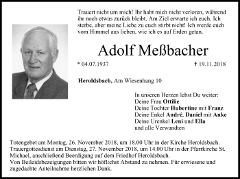 Anzeige von Adolf Meßbacher von MGO