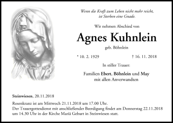 Anzeige von Agnes Kuhnlein von MGO