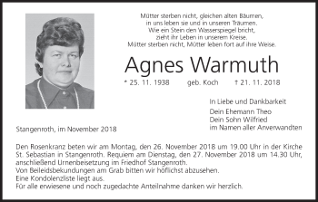 Anzeige von Agnes Warmuth von MGO