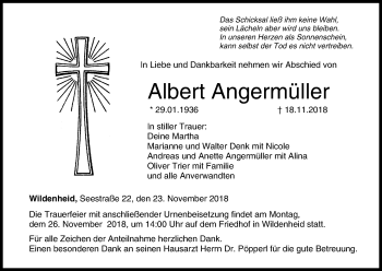 Anzeige von Albert Angermüller von MGO