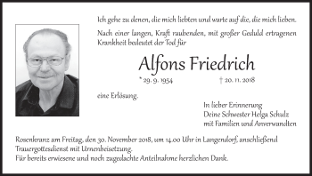Anzeige von Alfons Friedrich von MGO