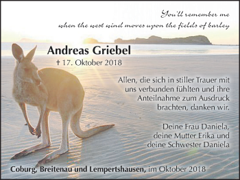 Anzeige von Andreas Griebel von MGO