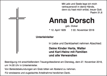 Anzeige von Anna Dorsch von MGO