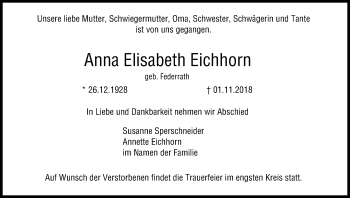 Anzeige von Anna Elisabeth Eichhorn von MGO