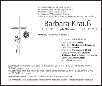 Anzeige von Barbara Krauß von MGO