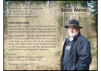 Anzeige von Benno Wehner von MGO