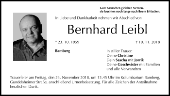 Anzeige von Bernhard Leibl von MGO