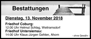 Anzeige von Bestattungen vom 13.11.2018 von MGO