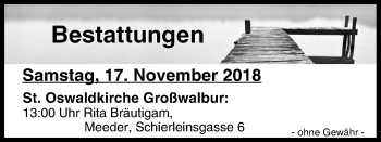 Anzeige von Bestattungen vom 17.11.2018 von MGO