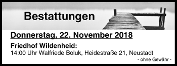Anzeige von Bestattungen vom 22.11.2018 von MGO