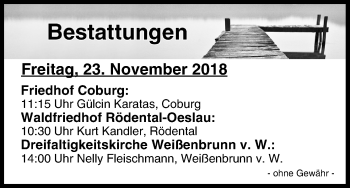 Anzeige von Bestattungen vom 23.11.2018 von MGO