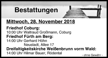 Anzeige von Bestattungen vom 28.11.2018 von MGO