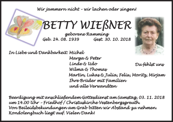 Anzeige von Betty Wießner von MGO