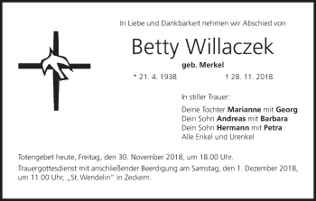Anzeige von Betty Willaczek von MGO