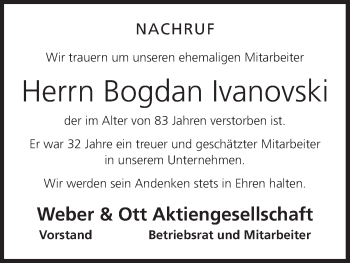 Anzeige von Bogdan Ivanovski von MGO