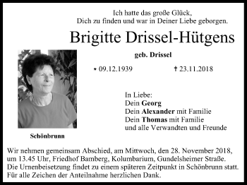 Anzeige von Brigitte Drissel-Hütgens von MGO