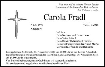 Anzeige von Carola Fradl von MGO
