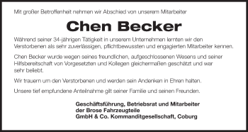 Anzeige von Chen Becker von MGO
