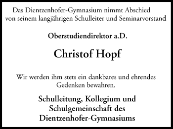 Anzeige von Christof Hopf von MGO