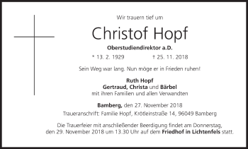 Anzeige von Christof Hopf von MGO