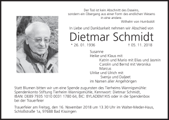 Anzeige von Dietmar Schmidt von MGO