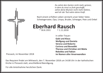 Anzeige von Eberhard Rausch von MGO