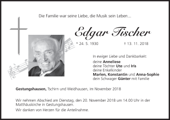 Anzeige von Edgar Tischer von MGO