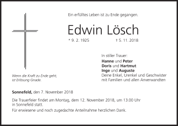 Anzeige von Edwin Lösch von MGO