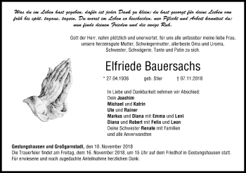 Anzeige von Elfriede Bauersachs von MGO