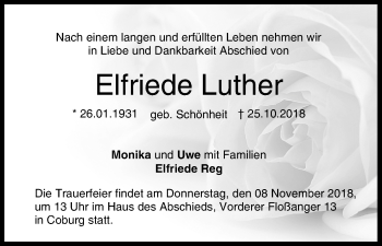 Anzeige von Elfriede Luther von MGO