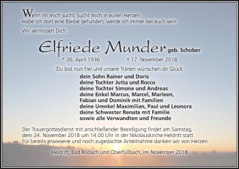 Anzeige von Elfriede Munder von MGO